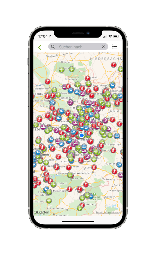 Sportnavi App - Anbieter-Karte Sportnavi App - Anbieter-Karte